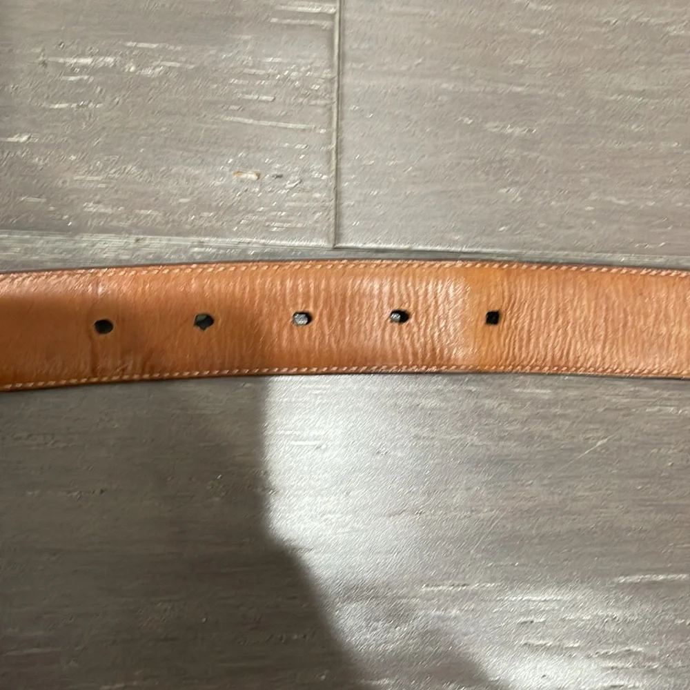 Men’s Vineyard Vines brown leather work casual classic silver buckle belt 32